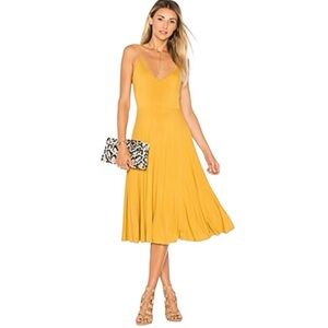 HOUSE OF HARLOW 1960 x REVOLVE Freya Dress in Gold Lined Midi Sleeveless size XS